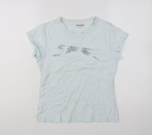 Slazenger Womens Blue Cotton Short Sleeve Basic T-Shirt Size 12