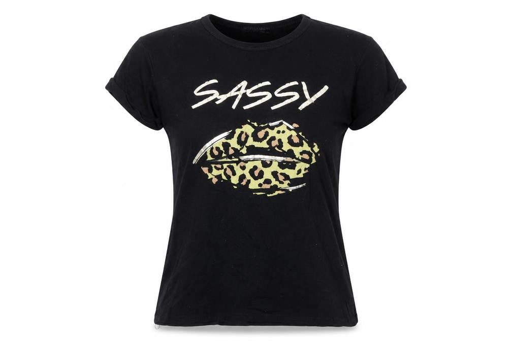 Quiz Women’s Black Sassy Leopard Print Cotton T-Shirt Size 8