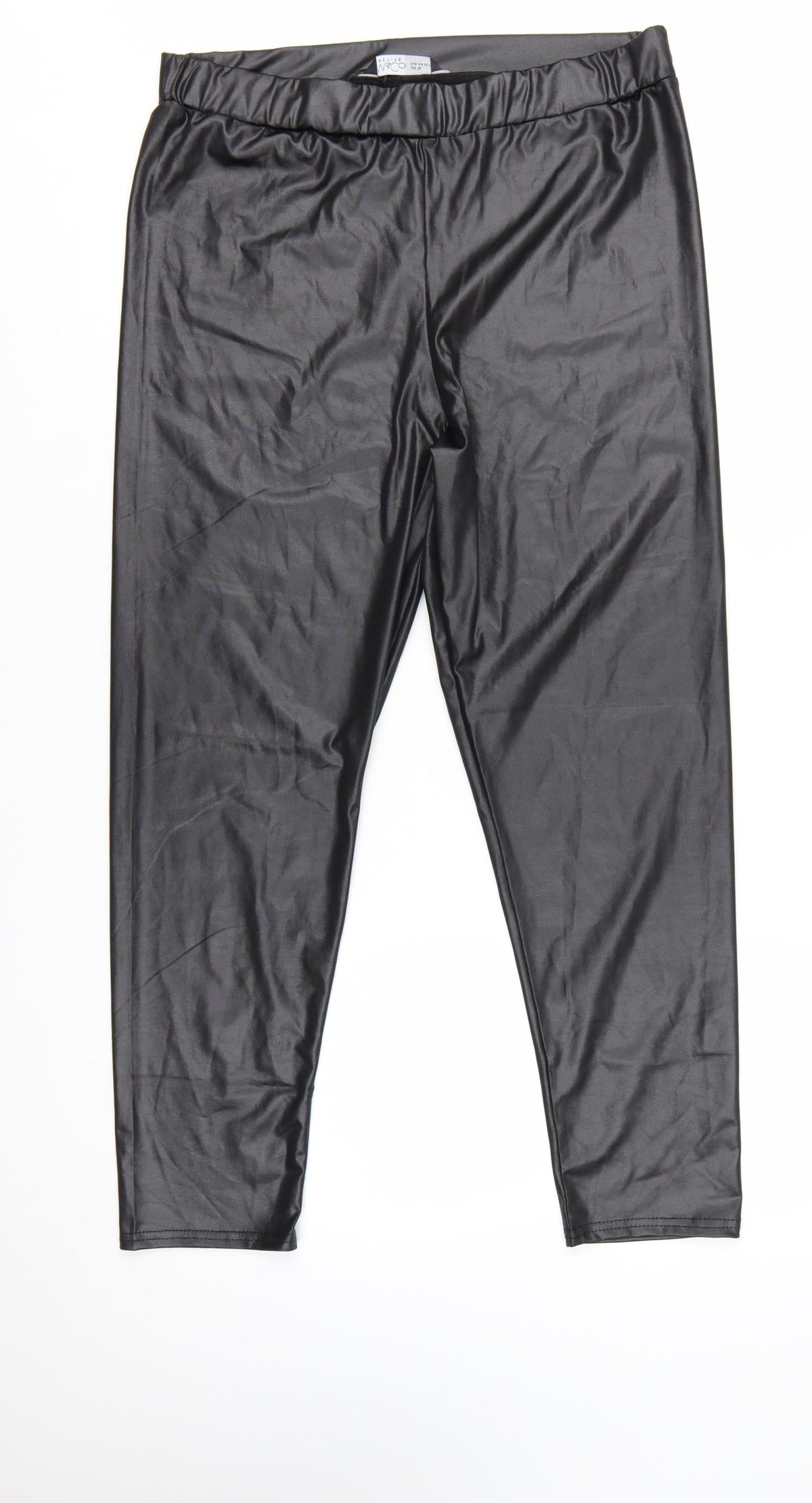 Additional front view of M&Co Petite Black High Rise Stretch Leggings UK 16 Polyester Blend