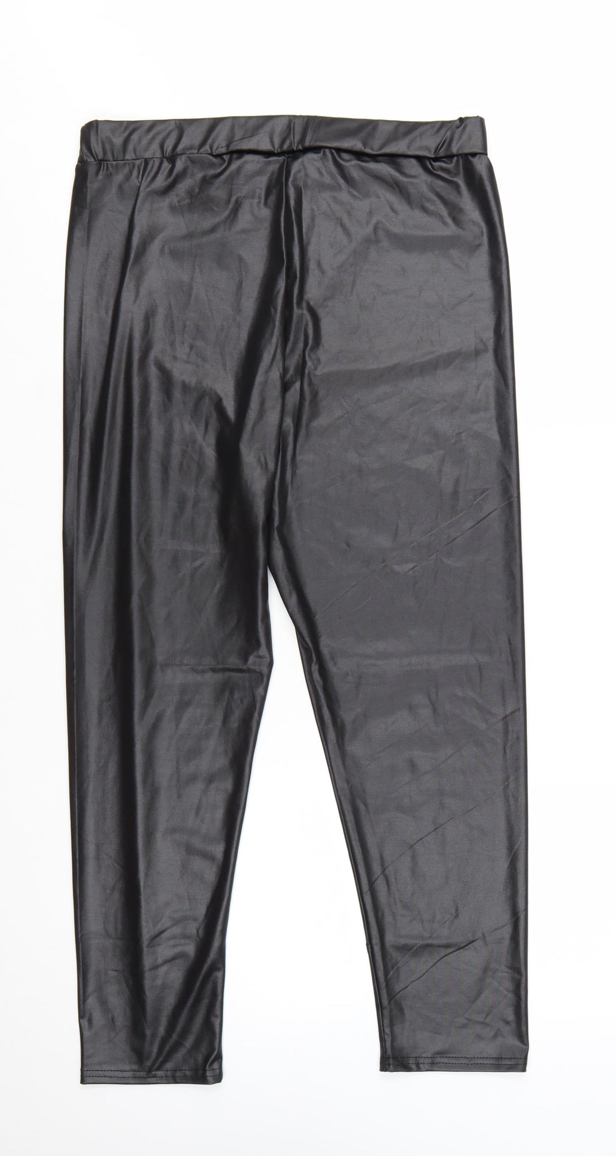 Close-up detail of M&Co Petite Black High Rise Stretch Leggings UK 16 Polyester Blend