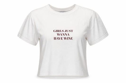 Pink Woman White Cropped T-Shirt Women M Funny Quote Casual Top