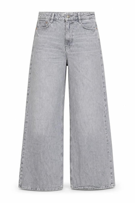 Zara Women Grey Wide-Leg High Rise Cotton Jeans Size 6