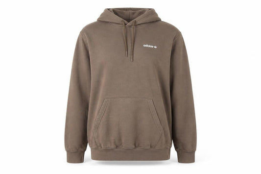 Front view of Adidas Women Brown Pullover Hoodie Small Logo Graphic Print