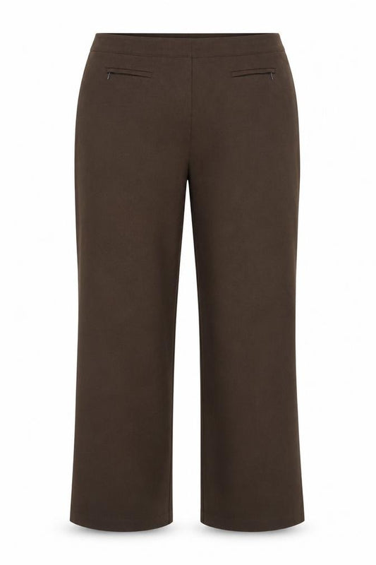 Mia Moda Women's Brown Size 18 Straight Leg Trousers
