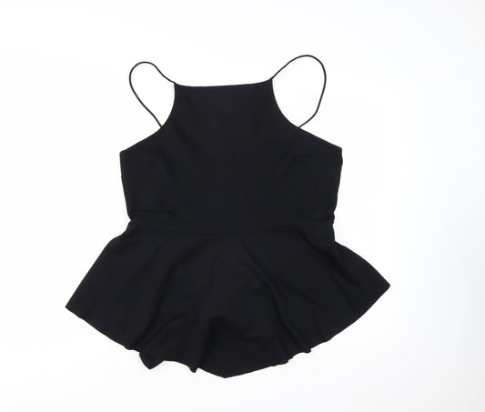 Boohoo Womens Black Size 18 Halter Peplum Tie Back Camisole Top