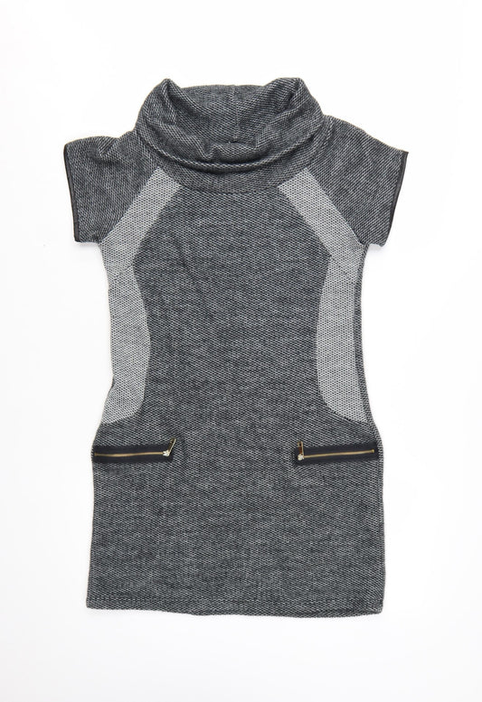 Quiz Women’s Grey Cowl Neck Short Sleeve Shift Dress Size 12