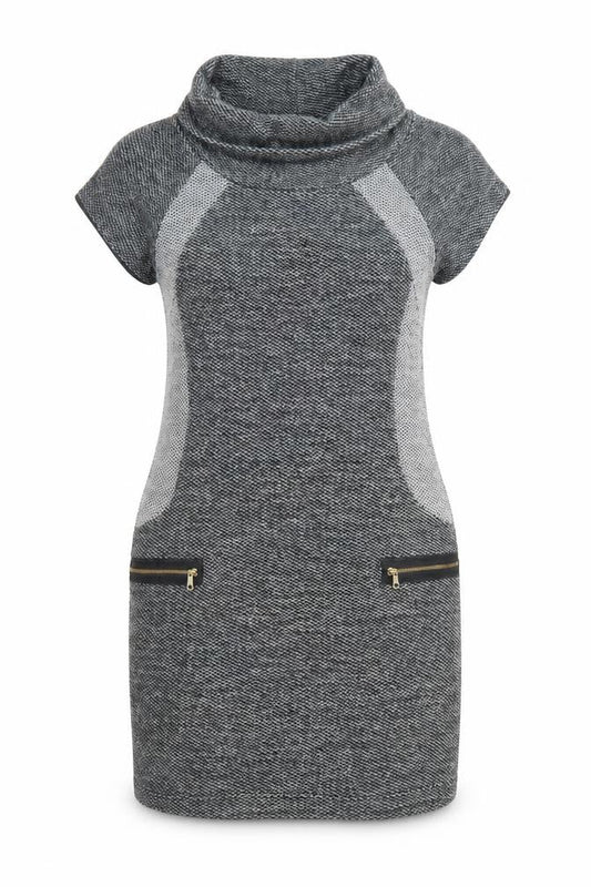 Quiz Women’s Grey Cowl Neck Short Sleeve Shift Dress Size 12