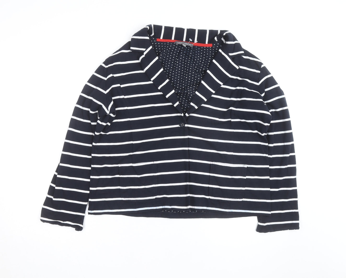 Laura Ashley Women’s Navy Striped Cotton Jersey Blazer UK 18