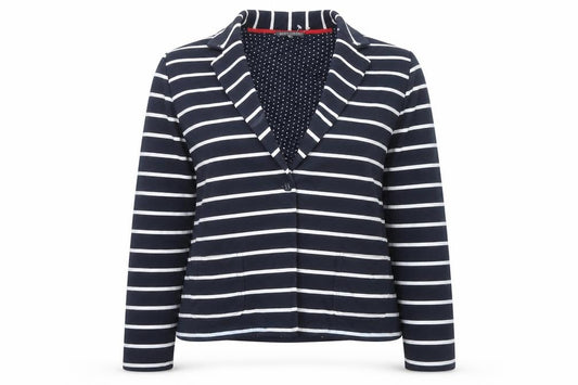 Laura Ashley Women’s Navy Striped Cotton Jersey Blazer UK 18
