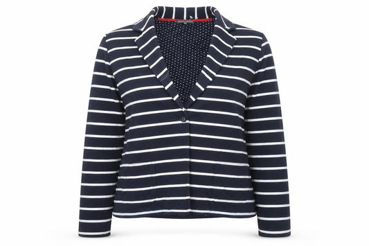 Laura Ashley Women’s Navy Striped Cotton Jersey Blazer UK 18