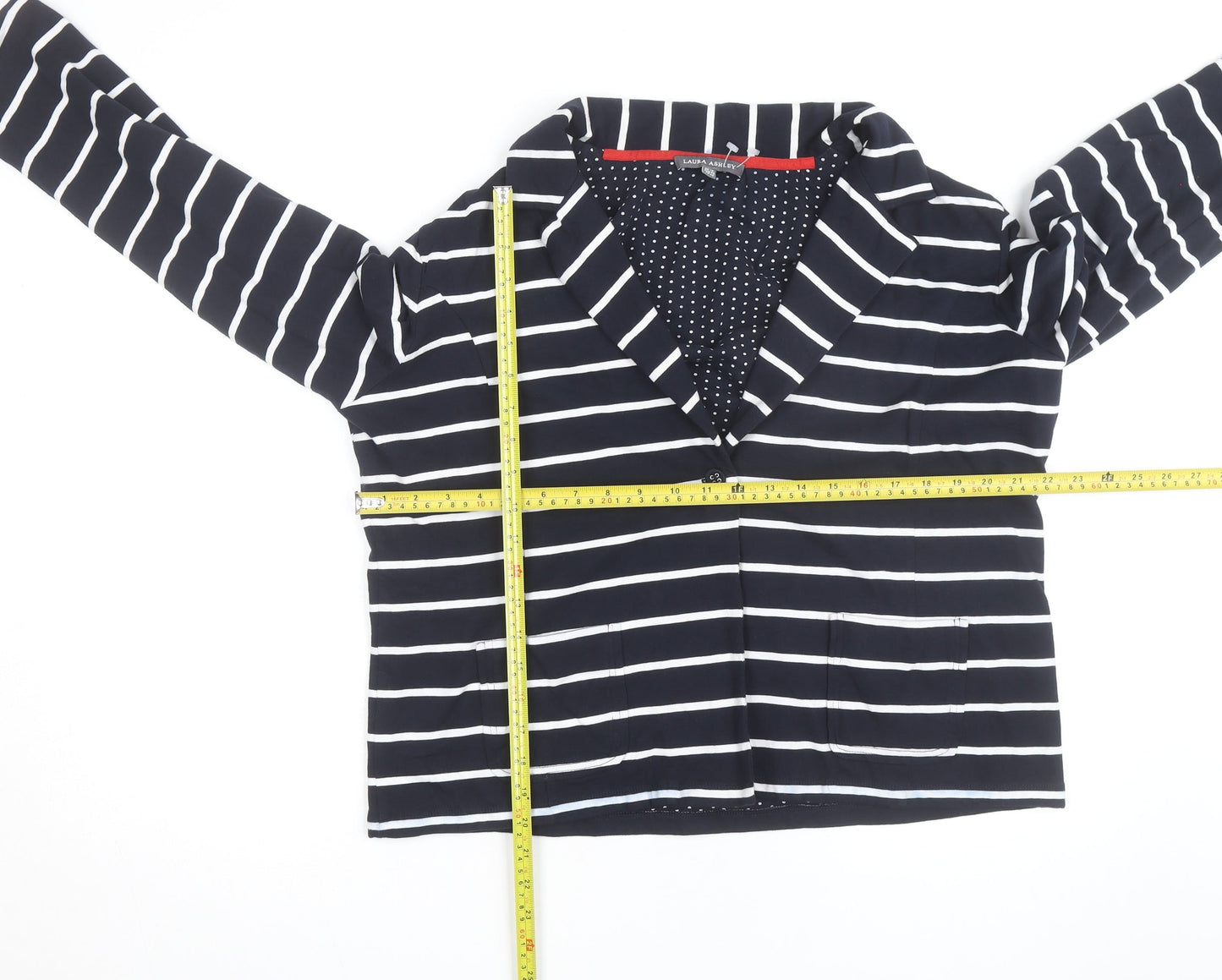 Laura Ashley Women’s Navy Striped Cotton Jersey Blazer UK 18