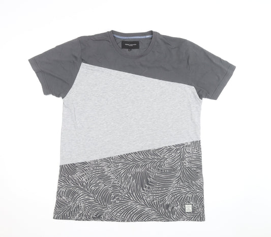 Serge Denimes Mens Grey Colourblock Graphic Print Cotton T-Shirt XL