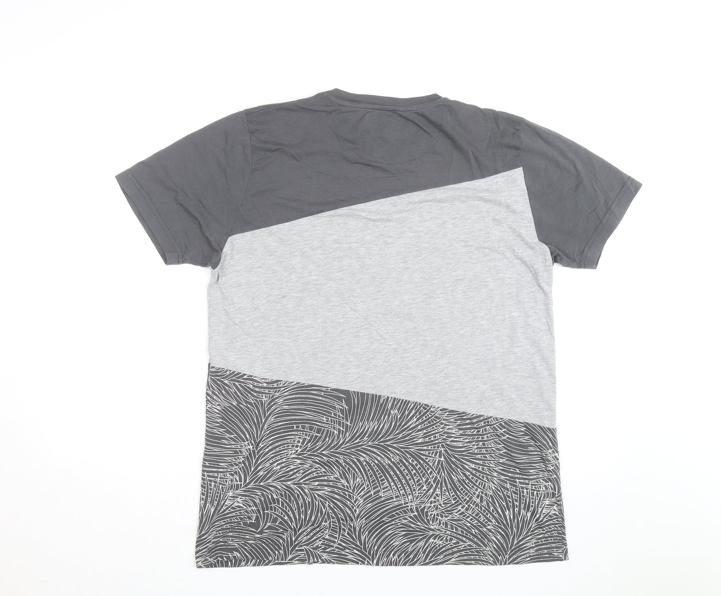 Serge Denimes Mens Grey Colourblock Graphic Print Cotton T-Shirt XL