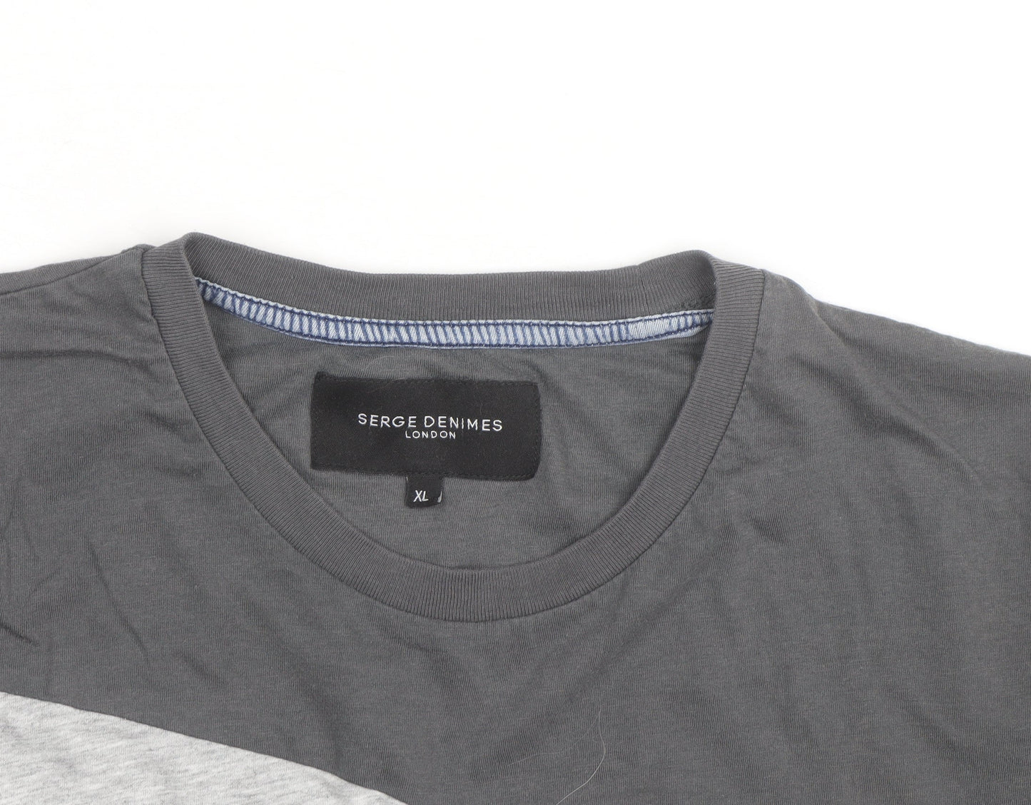 Serge Denimes Mens Grey Colourblock Graphic Print Cotton T-Shirt XL