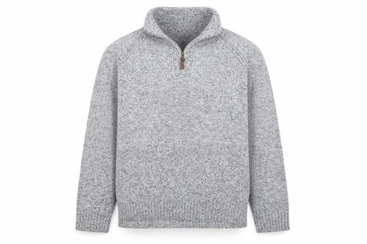 Tu Men's Grey XL 1/2 Zip Chunky Knit High Neck Jumper