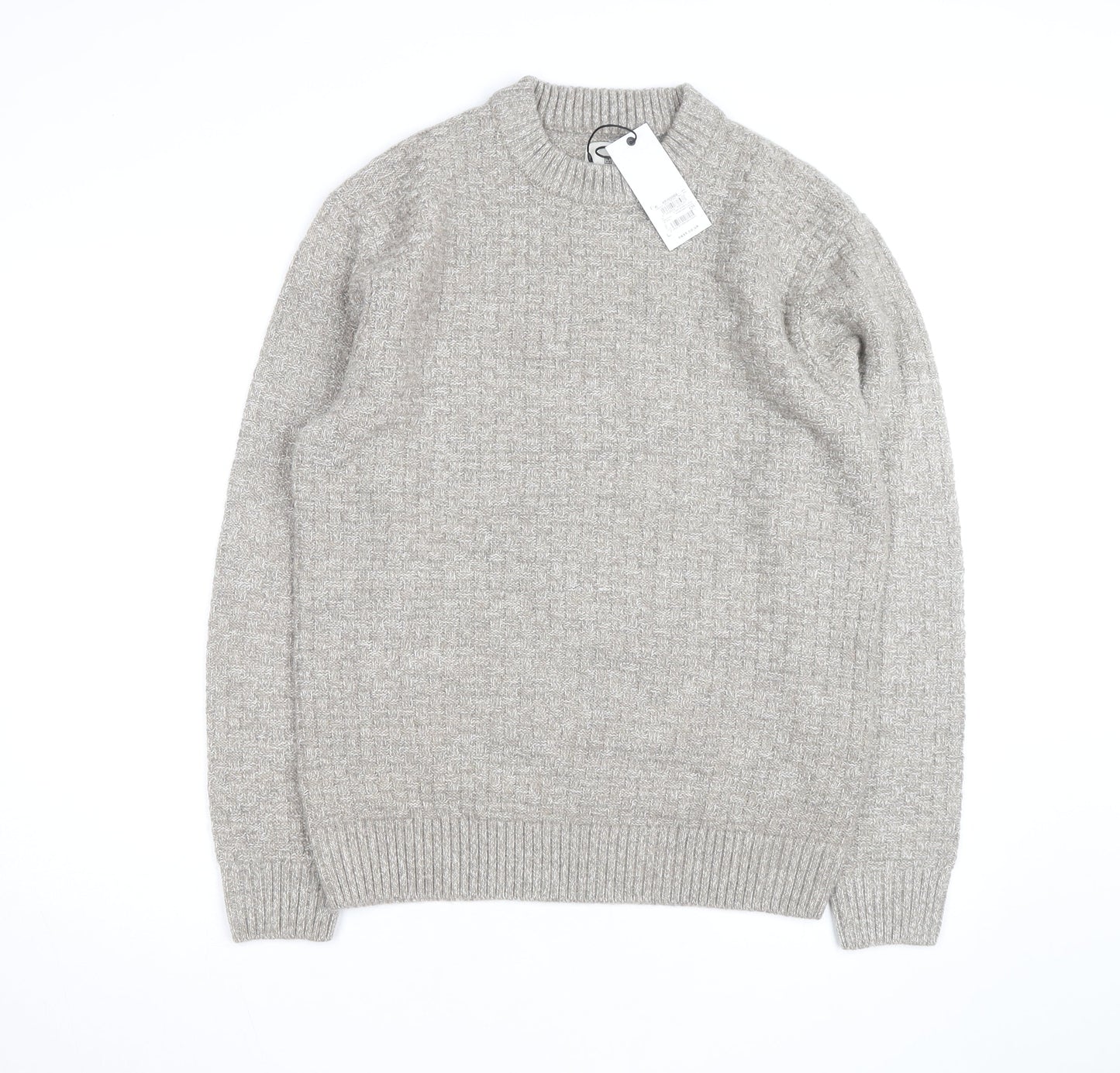 Next Men's Beige Knit Crew Neck Pullover Jumper Size M