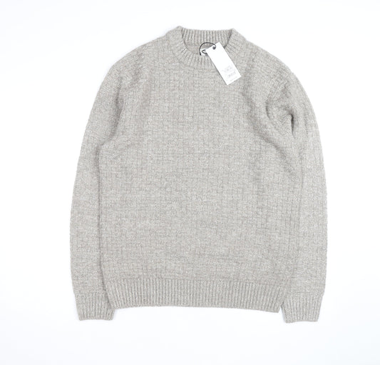 Next Men's Beige Knit Crew Neck Pullover Jumper Size M