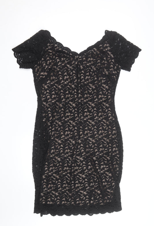 George Women’s Black Lace Bodycon Dress Size 16 Party Knee Length