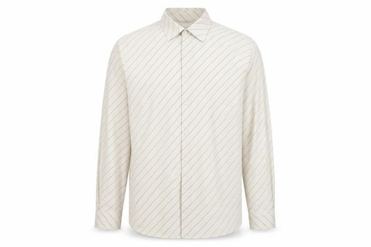Burton Men's Beige Striped Long Sleeve Cotton Button-Up Shirt Size L