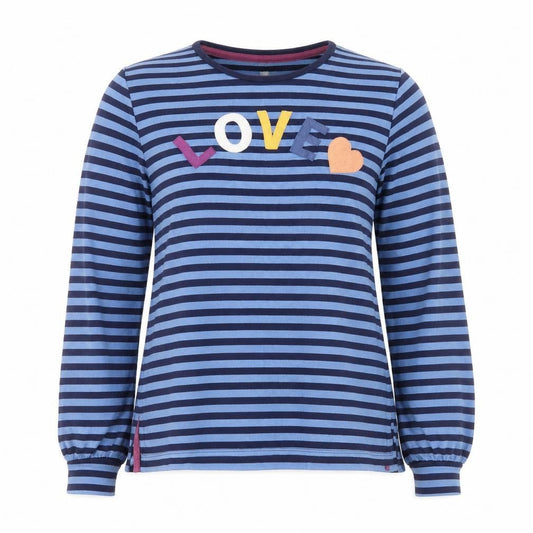 Oasis Unisex Adults Blue Striped LOVE Long Sleeve Cotton Top M