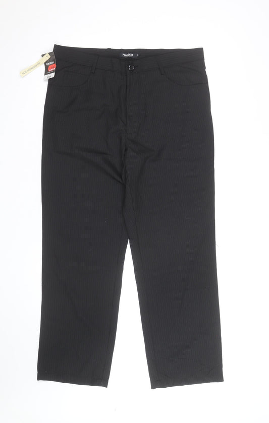 Peacocks Men's Black Pinstripe Chino Trousers Size S Regular Fit