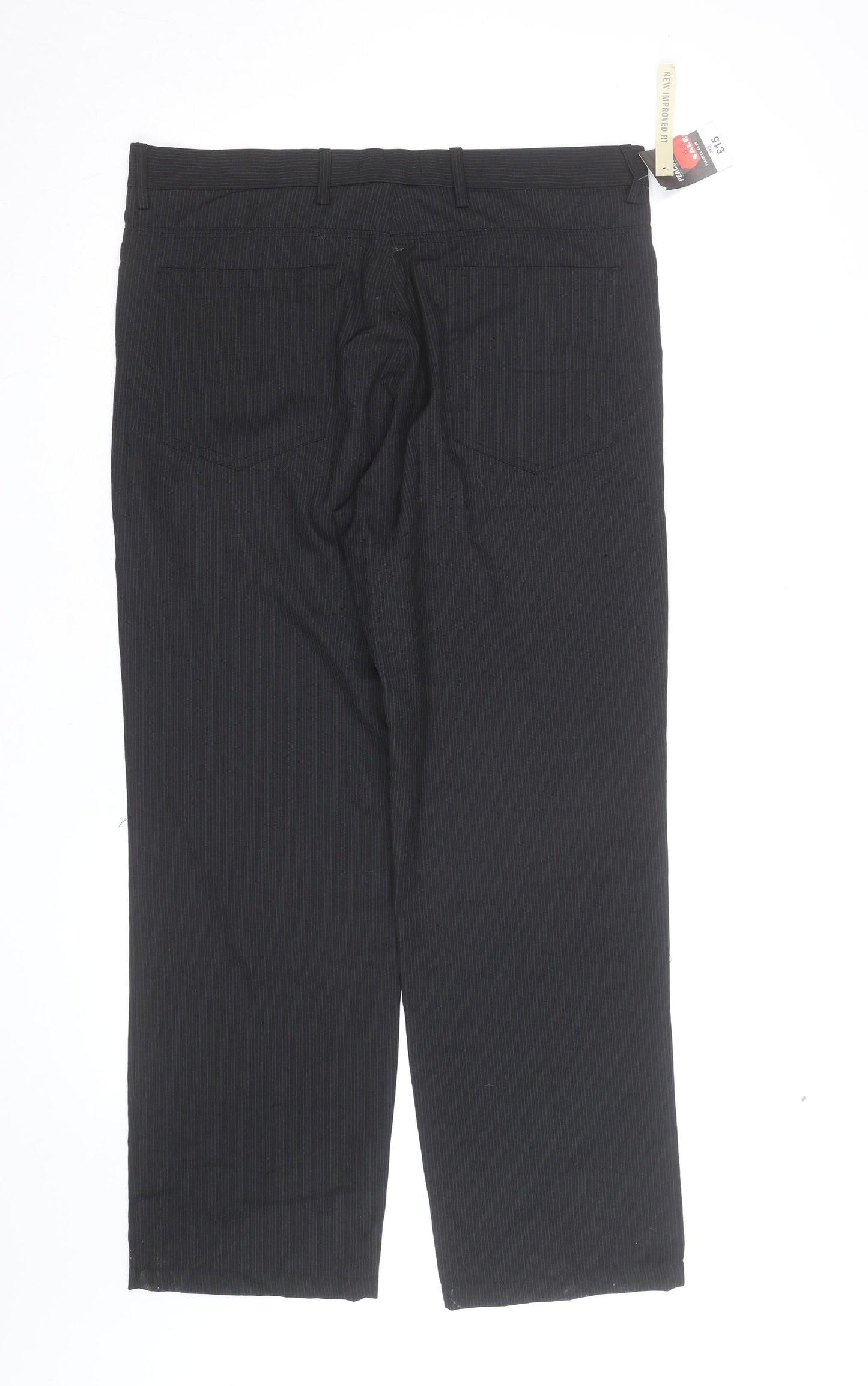 Peacocks Men's Black Pinstripe Chino Trousers Size S Regular Fit