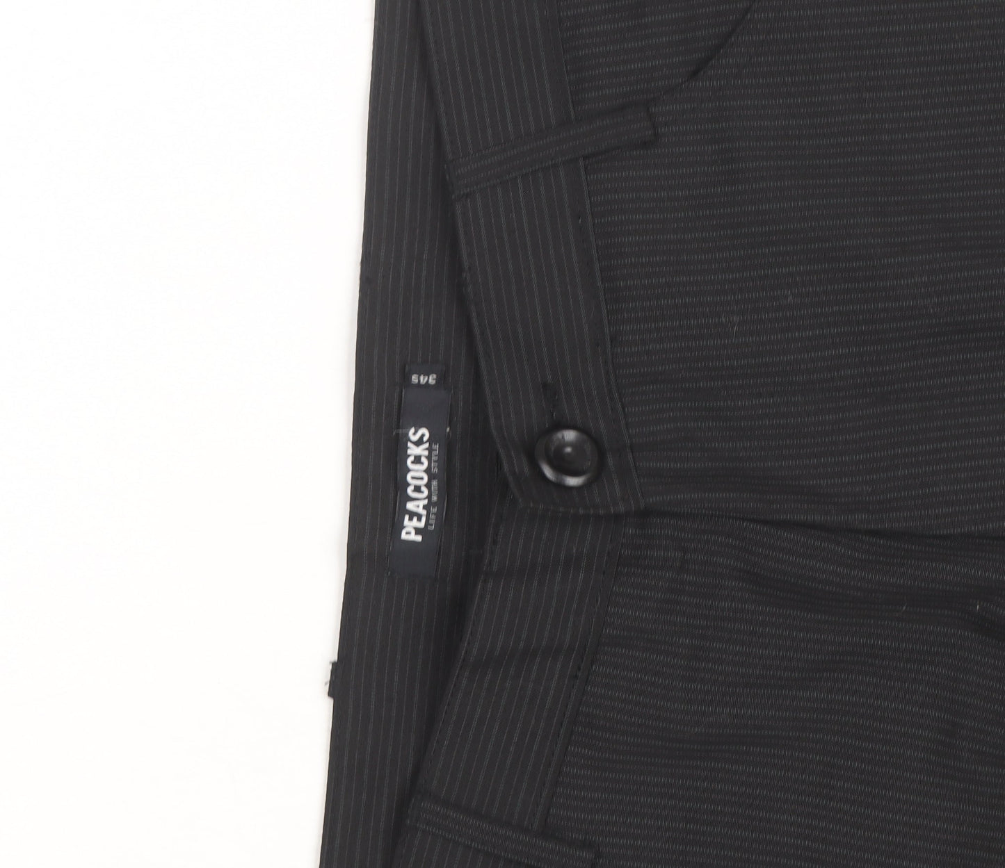 Peacocks Men's Black Pinstripe Chino Trousers Size S Regular Fit