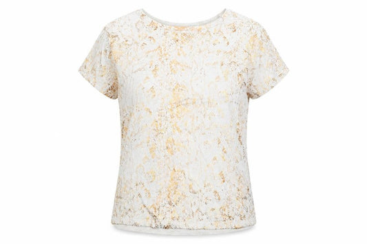 Monsoon Women’s Beige Metallic Animal Print Short Sleeve Jumper M