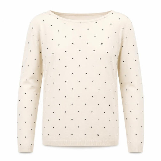 Lamorena Men Beige Polka Dot Lightweight Crew Neck Jumper Size L