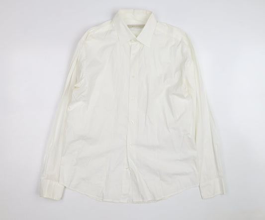Rocha John Rocha Men's White Regular Fit Long Sleeve Button-Up Shirt L