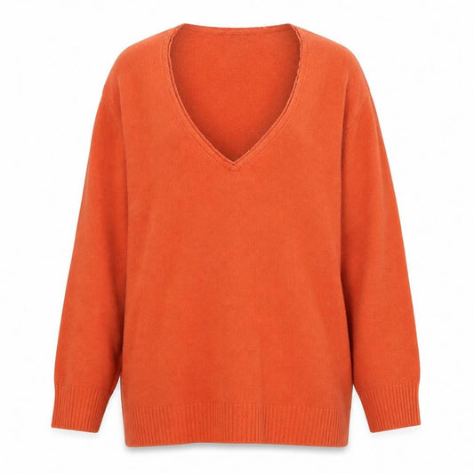 Per Una Women Orange V-Neck Long Sleeve Jumper Size 16