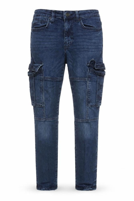 Denim Co Men's Blue Slim Tapered Cargo Jeans 30W 32L