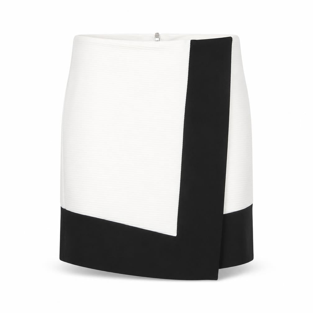 Front view of Miss Selfridge Women’s Black White Pencil Mini Skirt, size UK 8