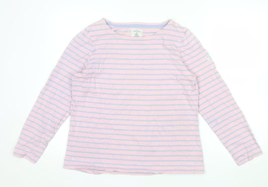 Joules Womens Pink Striped Long Sleeve Cotton Jersey T-Shirt UK14
