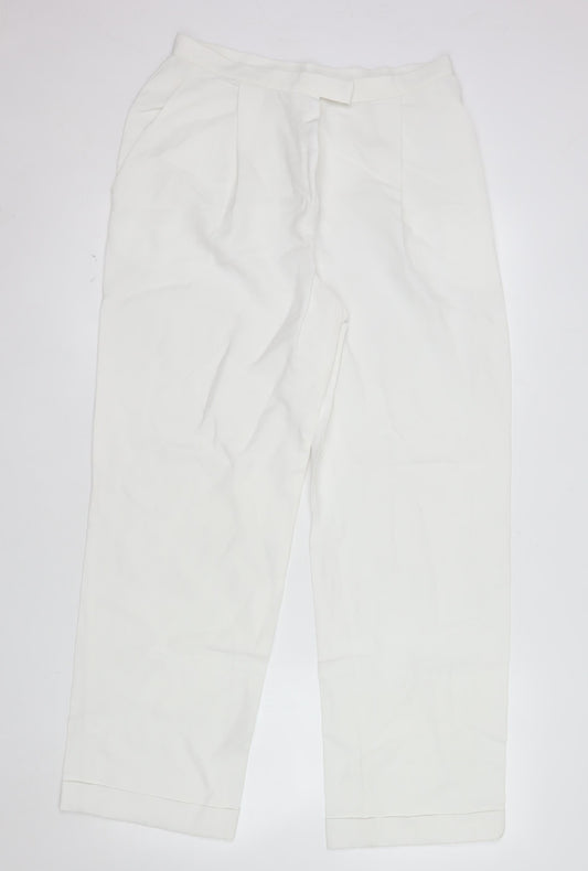 Marks and Spencer Women’s White Linen Blend Straight Leg Trousers Size 14
