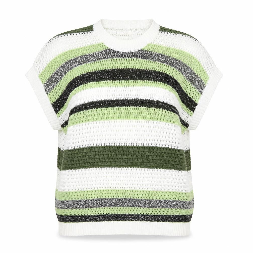 EEICC Women’s Multicoloured Striped 2XL Open-Knit Pullover Jumper