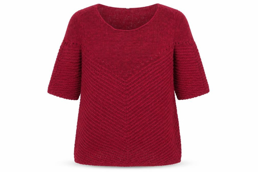 BHS Womens Red V-Neck Chunky Knit 3/4 Sleeve Pullover Jumper Size 18