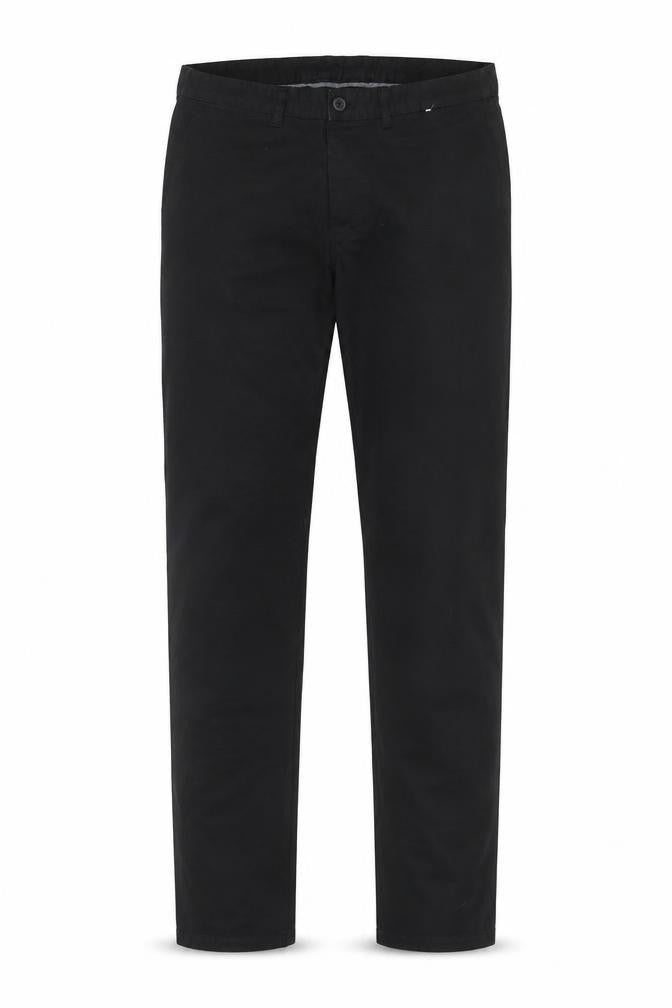 Front view of Denim Co. Men's Black Slim Fit Stretch Chino Trousers W32 L34