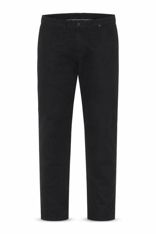 Front view of Denim Co. Men's Black Slim Fit Stretch Chino Trousers W32 L34