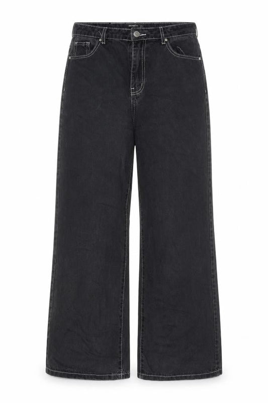 Missguided Women's Black Wide-Leg High-Rise Cotton Jeans Size 12