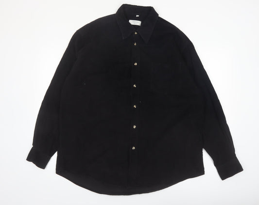 Canda Men’s Black Corduroy Button-Up Shirt XL Long Sleeve