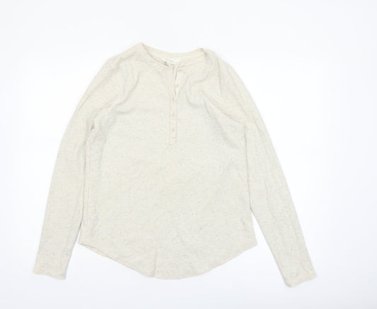 Marks and Spencer Per Una Women Beige Henley Long Sleeve Cotton Top Size 12