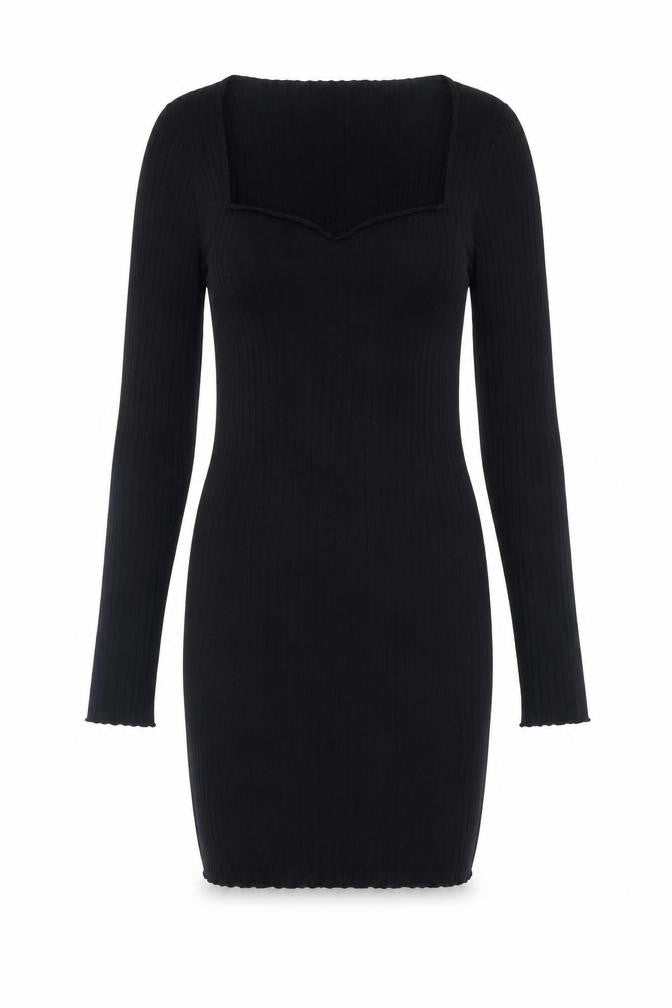 H&M Divided Women’s Black Long Sleeve Bodycon Knit Short Dress Size 12