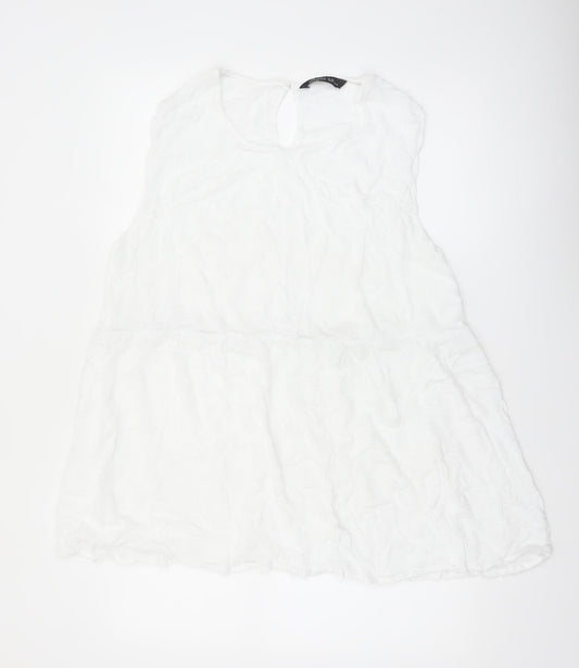 Marks and Spencer Women White Cotton Sleeveless Tunic Blouse UK 22