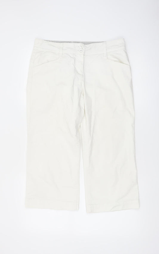 Monsoon Women Ivory Cropped Chino Trousers Size 12 Cotton Blend