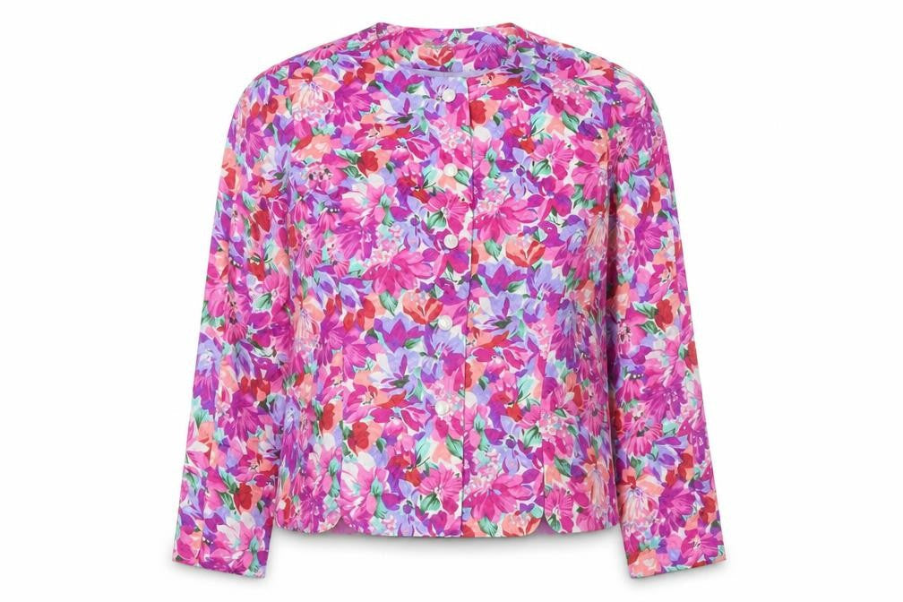 Liz Claiborne Women Pink Floral Button-Up Blouse Petite Size 10
