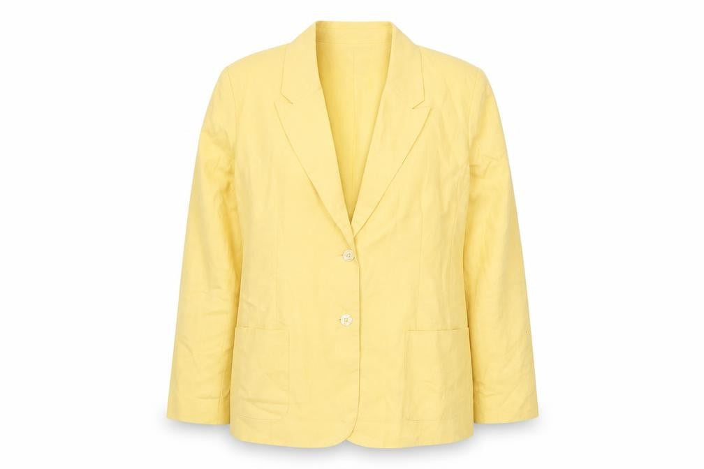 Chadwick's Women Yellow Linen Cotton Blazer Jacket Size 16