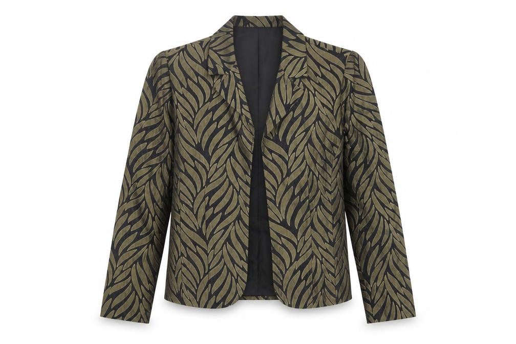 Jessica Howard Women's Black Gold Patterned Blazer Size 10 Classic Fit