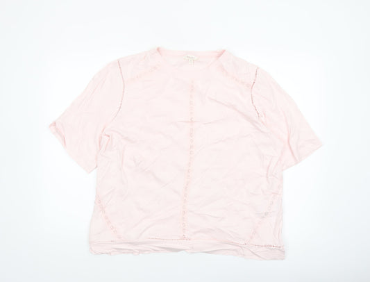 Marks and Spencer Per Una Women's Pink Cotton Short Sleeve Blouse Size 16