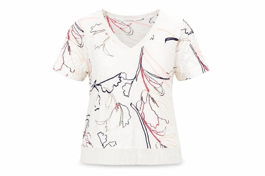 Marks & Spencer Womens Floral V-Neck Blouse UK 8 Short Sleeve Top